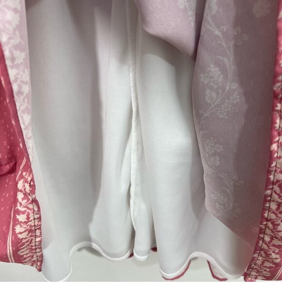 Eshakti Pink Vintage Floral Print Crepe Pleated Empire Dress Size Large or 14 - Picture 10 of 15